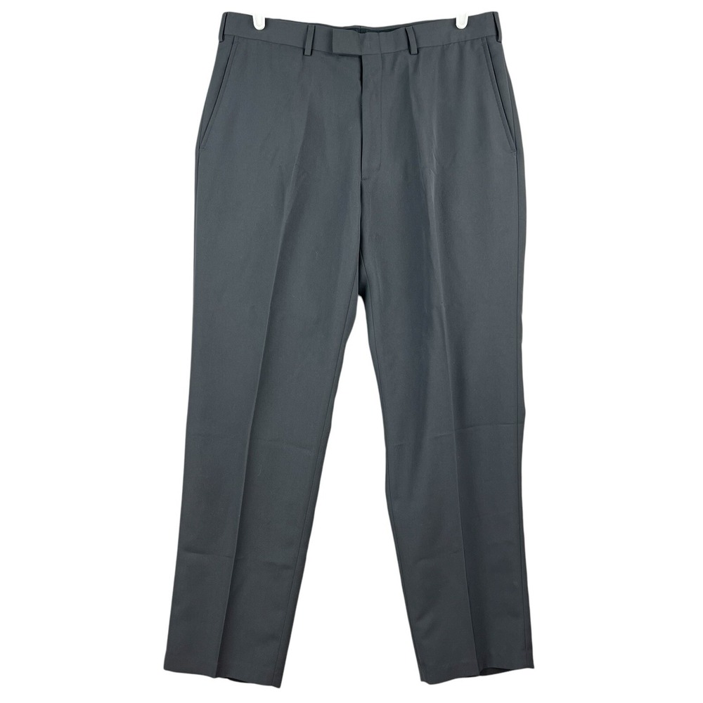 Kenneth Cole Men's Dark Grey Pants Size 36x32 Flat Front Mid Rise Tapered Leg